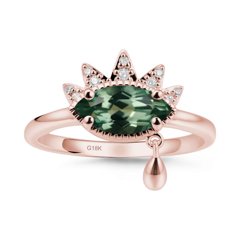 Evil Eye Marquise Cut Green Sapphire Ring - LUO Jewelry #metal_18k rose gold