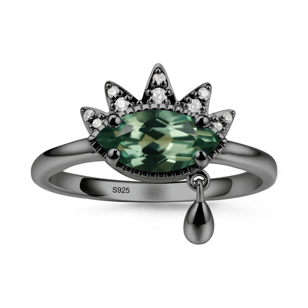 Evil Eye Marquise Cut Green Sapphire Ring - LUO Jewelry #metal_black finish sterling silver