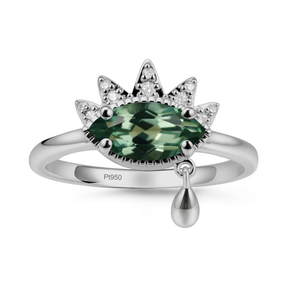 Evil Eye Marquise Cut Green Sapphire Ring - LUO Jewelry #metal_platinum