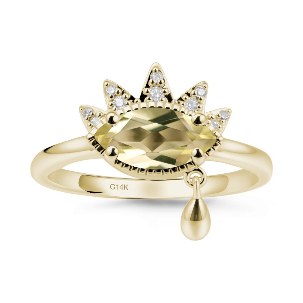 Marquise Lemon Quartz Evil Eye Ring - LUO Jewelry #metal_14k yellow gold