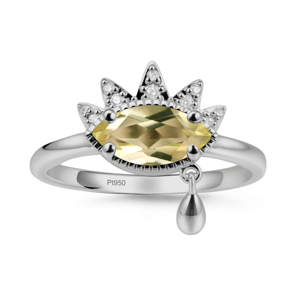 Marquise Lemon Quartz Evil Eye Ring - LUO Jewelry #metal_platinum