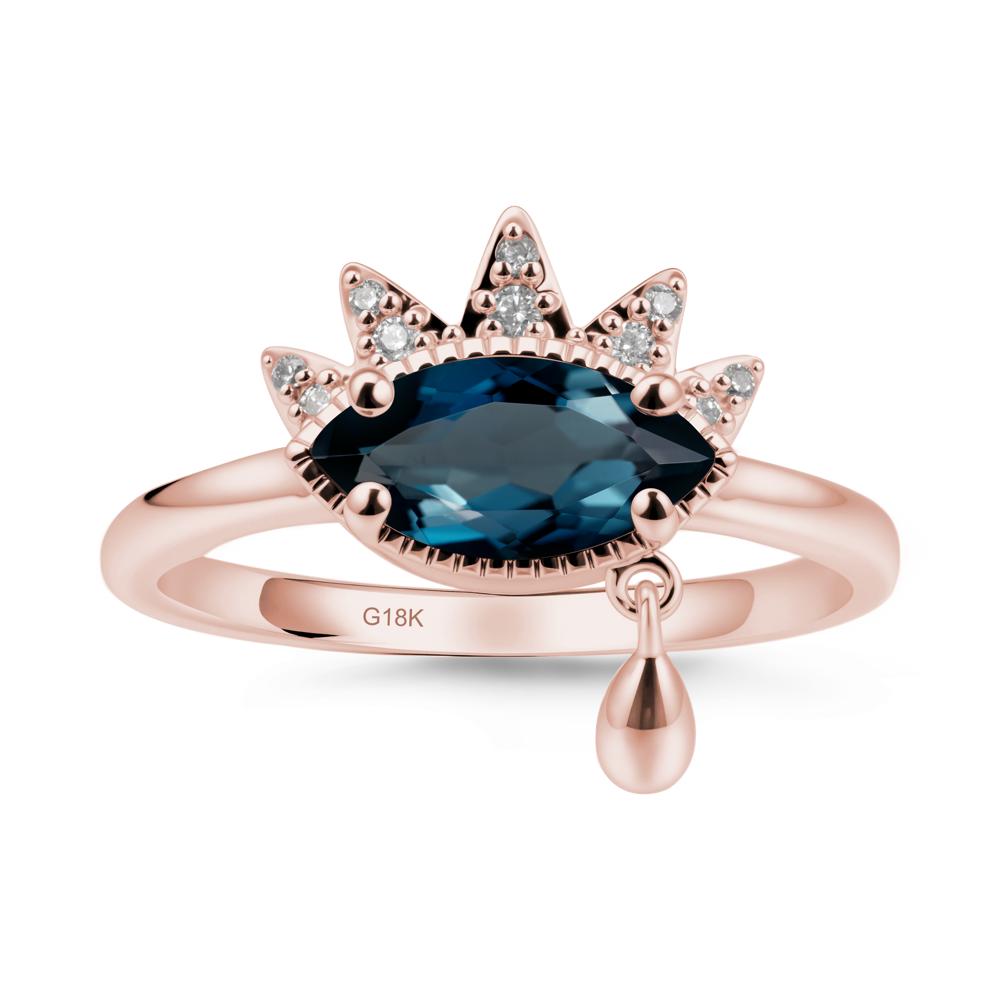 Evil Eye Marquise Cut London Blue Topaz Ring - LUO Jewelry #metal_18k rose gold