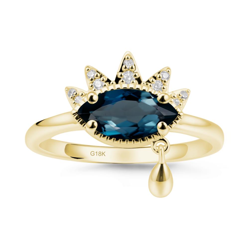 Evil Eye Marquise Cut London Blue Topaz Ring - LUO Jewelry #metal_18k yellow gold