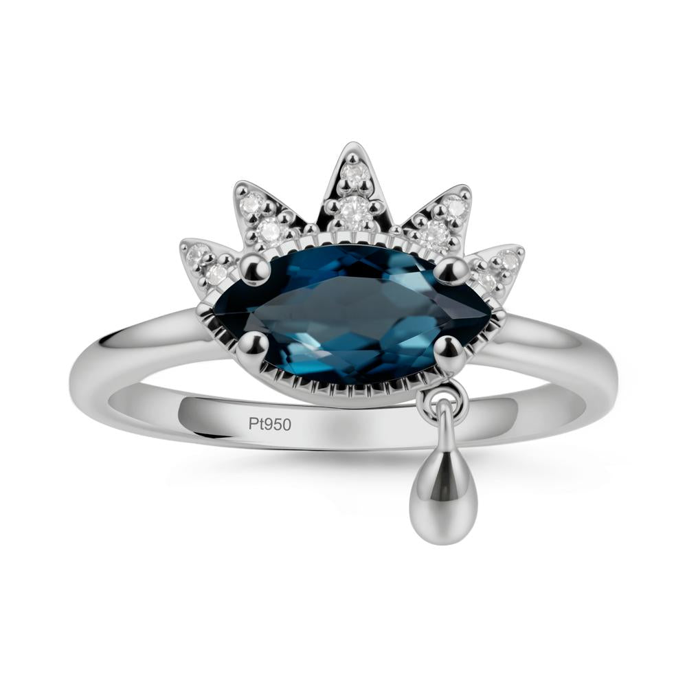 Evil Eye Marquise Cut London Blue Topaz Ring - LUO Jewelry #metal_platinum