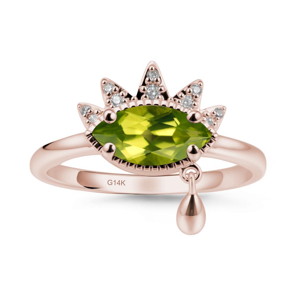 Marquise Peridot Evil Eye Ring - LUO Jewelry #metal_14k rose gold