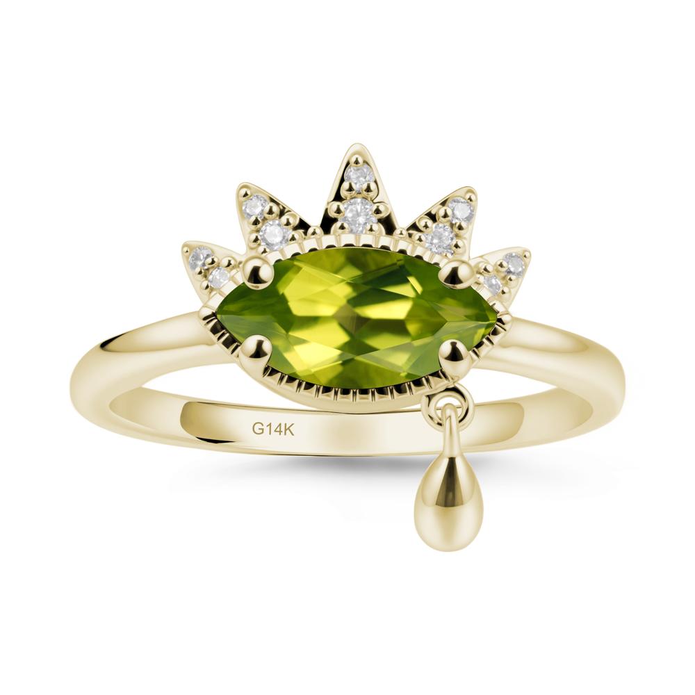 Marquise Peridot Evil Eye Ring - LUO Jewelry #metal_14k yellow gold