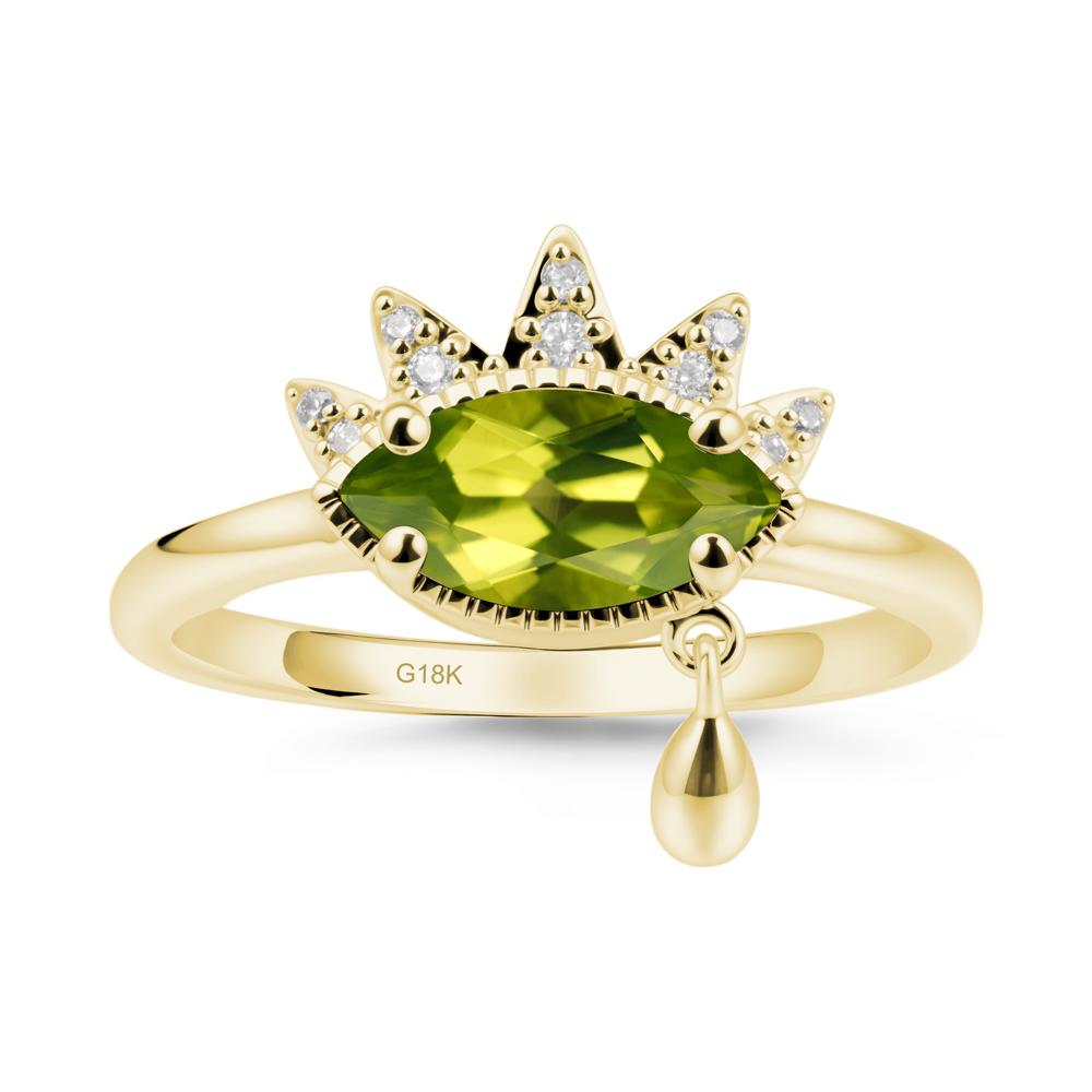 Marquise Peridot Evil Eye Ring - LUO Jewelry #metal_18k yellow gold