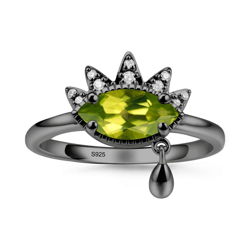 Marquise Peridot Evil Eye Ring - LUO Jewelry #metal_black finish sterling silver