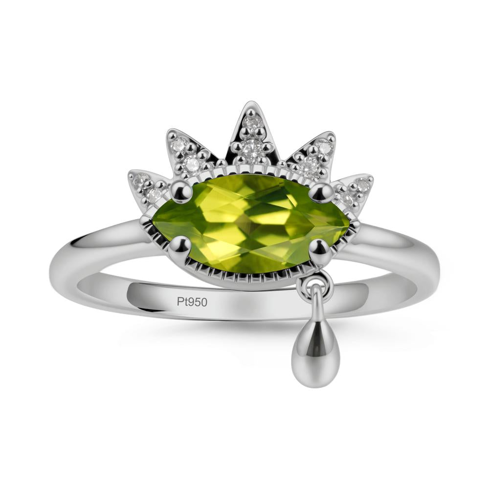 Marquise Peridot Evil Eye Ring - LUO Jewelry #metal_platinum