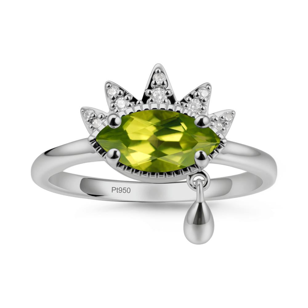 Marquise Peridot Evil Eye Ring - LUO Jewelry #metal_platinum