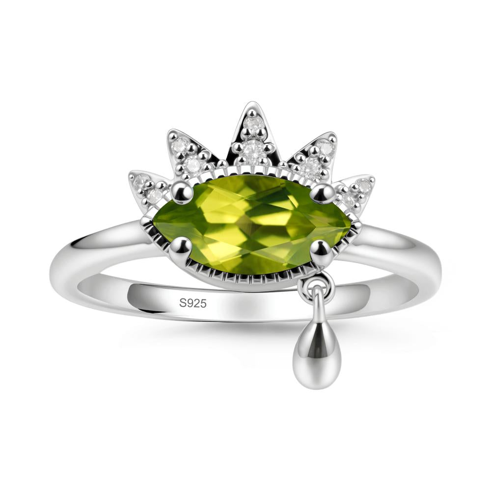 Marquise Peridot Evil Eye Ring - LUO Jewelry #metal_sterling silver