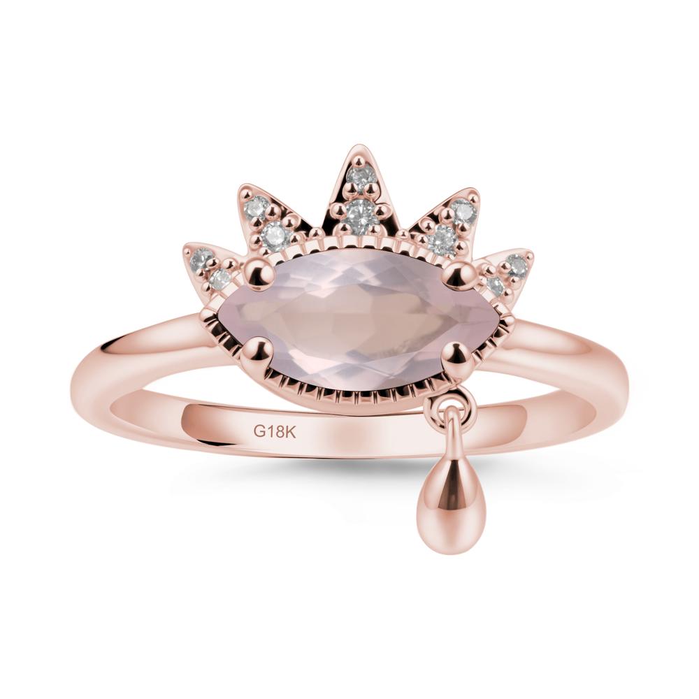 Evil Eye Marquise Cut Rose Quartz Ring - LUO Jewelry #metal_18k rose gold