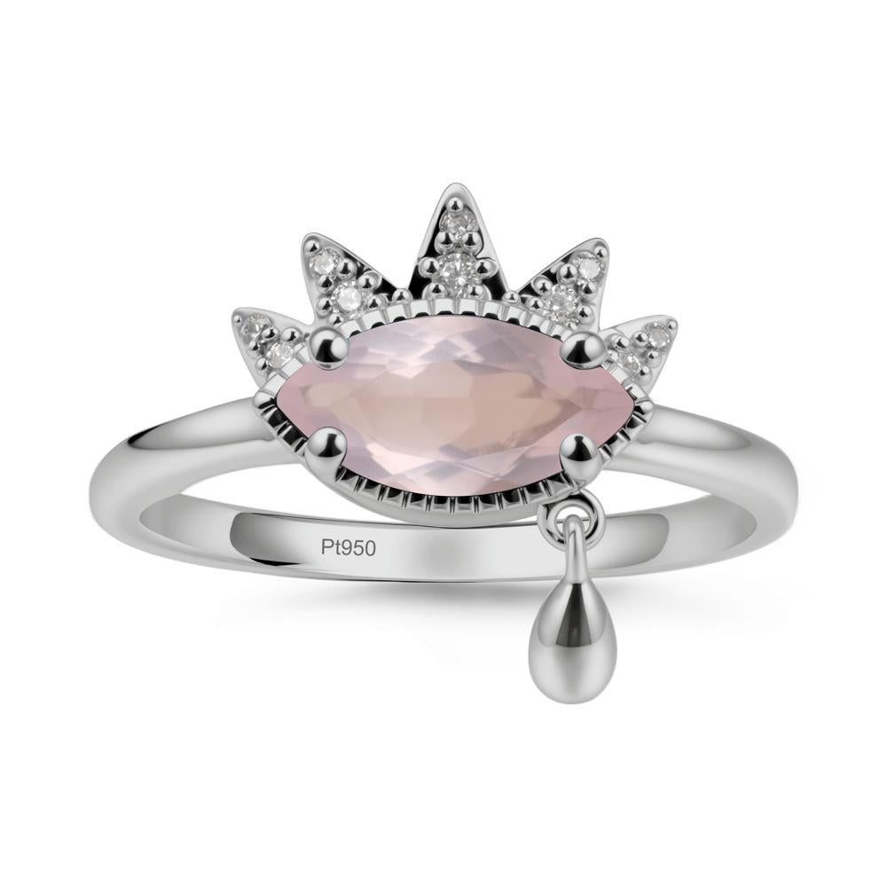 Evil Eye Marquise Cut Rose Quartz Ring - LUO Jewelry #metal_platinum