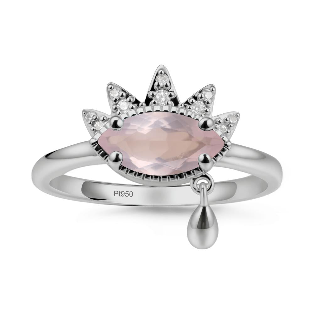 Evil Eye Marquise Cut Rose Quartz Ring - LUO Jewelry #metal_platinum