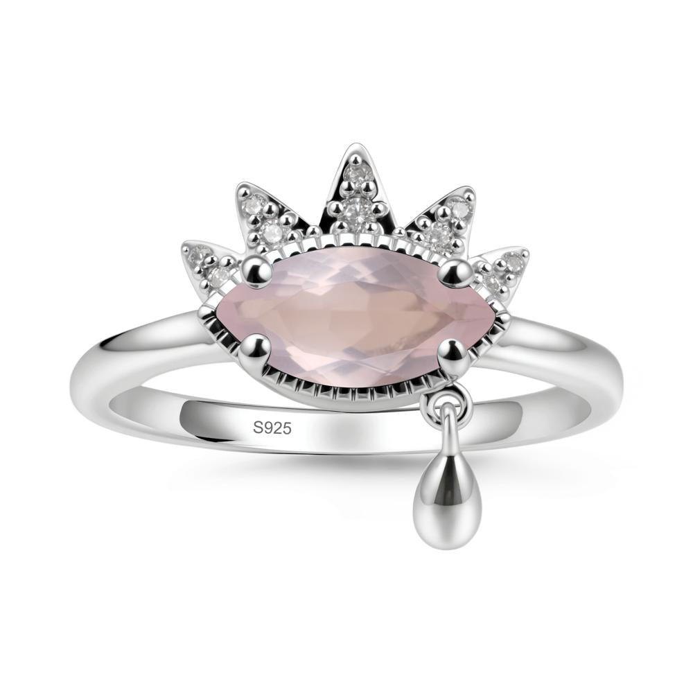 Evil Eye Marquise Cut Rose Quartz Ring - LUO Jewelry #metal_sterling silver