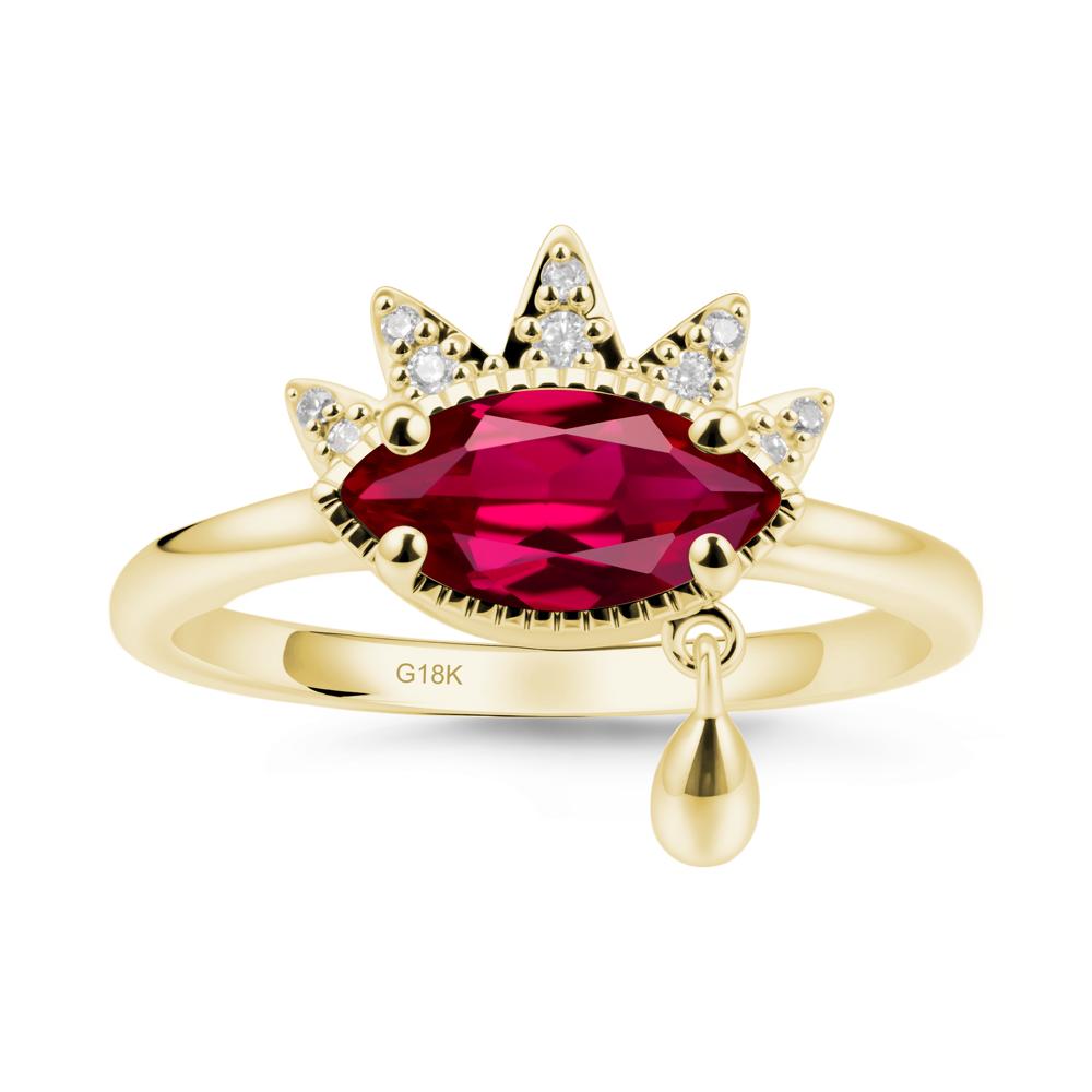 Marquise Ruby Evil Eye Ring - LUO Jewelry #metal_18k yellow gold