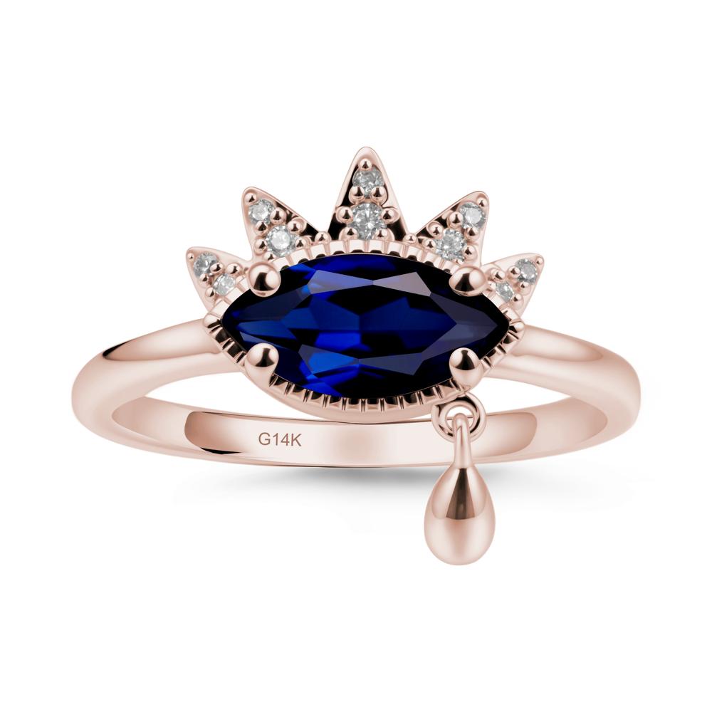 Evil Eye Marquise Cut Sapphire Ring - LUO Jewelry #metal_14k rose gold