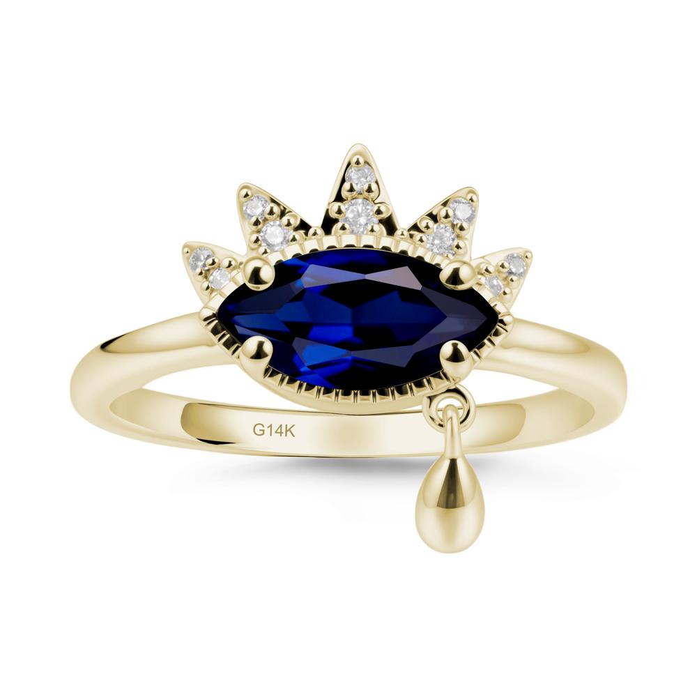 Evil Eye Marquise Cut Sapphire Ring - LUO Jewelry #metal_14k yellow gold