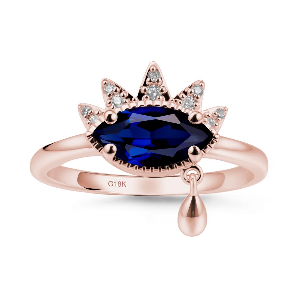 Evil Eye Marquise Cut Sapphire Ring - LUO Jewelry #metal_18k rose gold