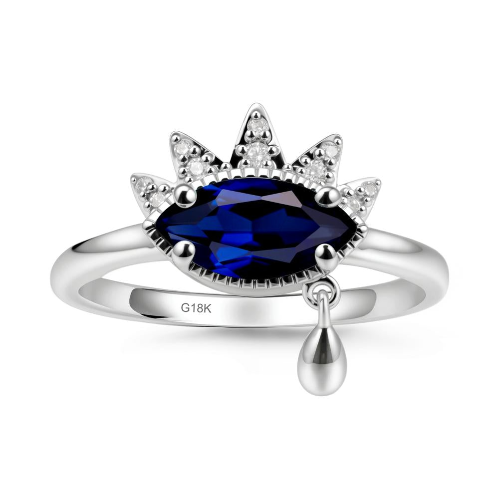 Evil Eye Marquise Cut Sapphire Ring - LUO Jewelry #metal_18k white gold