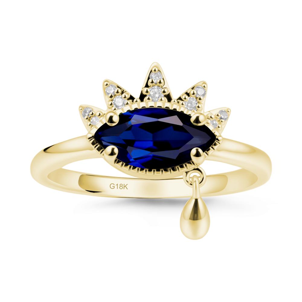 Evil Eye Marquise Cut Sapphire Ring - LUO Jewelry #metal_18k yellow gold