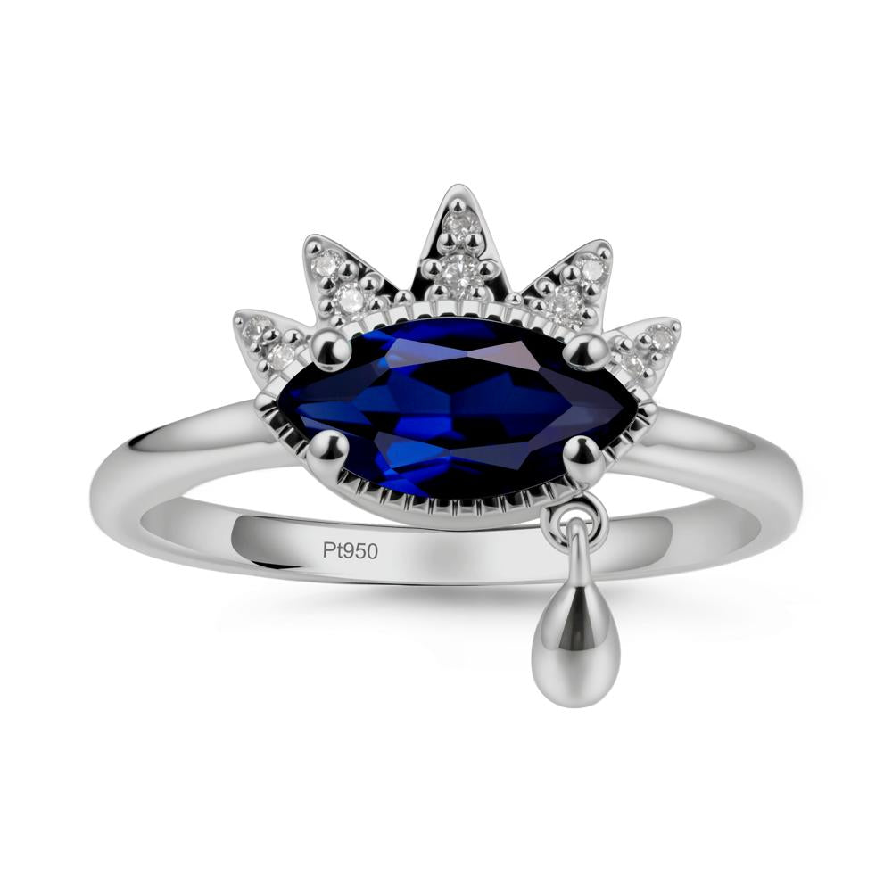 Evil Eye Marquise Cut Sapphire Ring - LUO Jewelry #metal_platinum