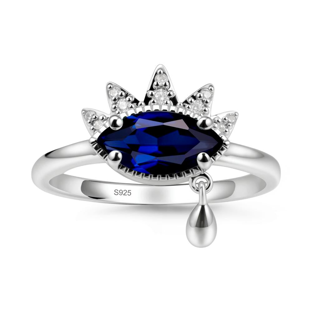 Evil Eye Marquise Cut Sapphire Ring - LUO Jewelry #metal_sterling silver