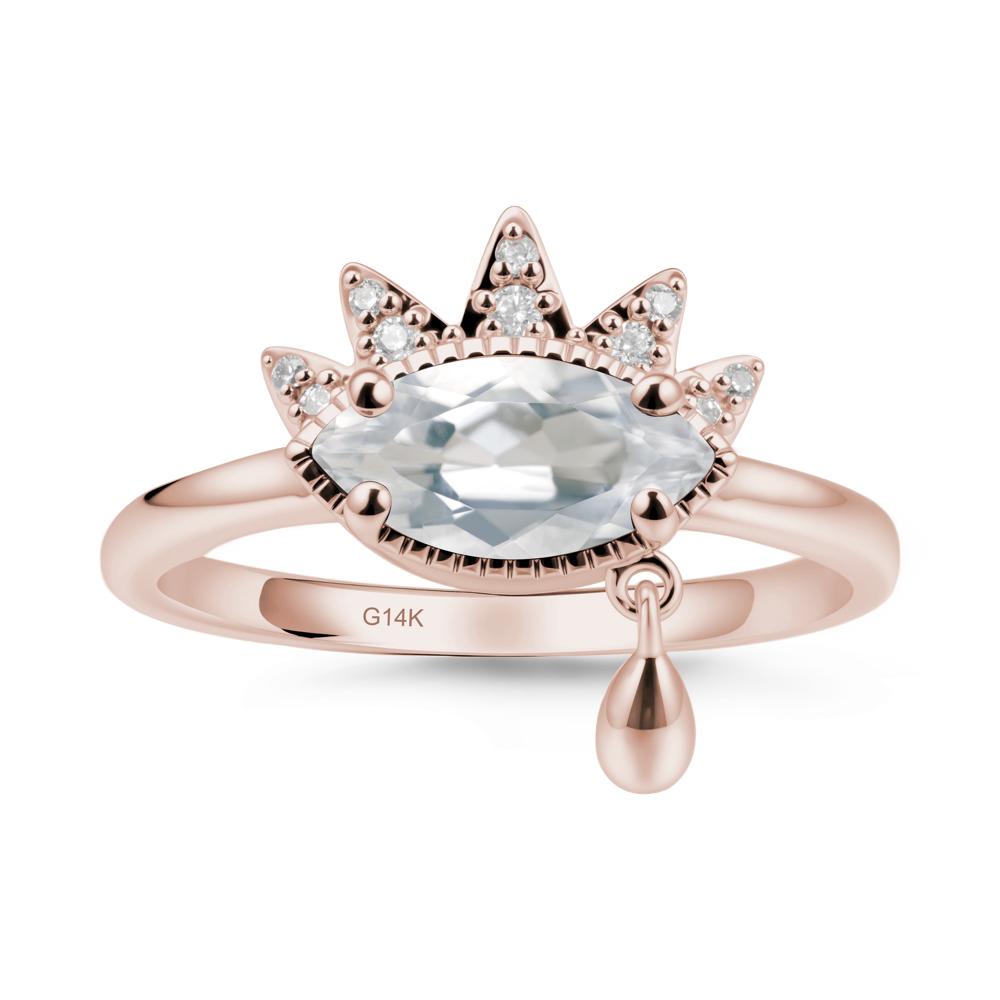 Evil Eye Marquise Cut White Topaz Ring - LUO Jewelry #metal_14k rose gold