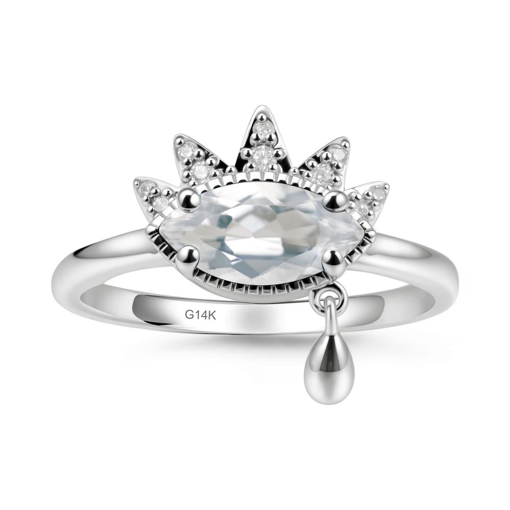 Evil Eye Marquise Cut White Topaz Ring - LUO Jewelry #metal_14k white gold