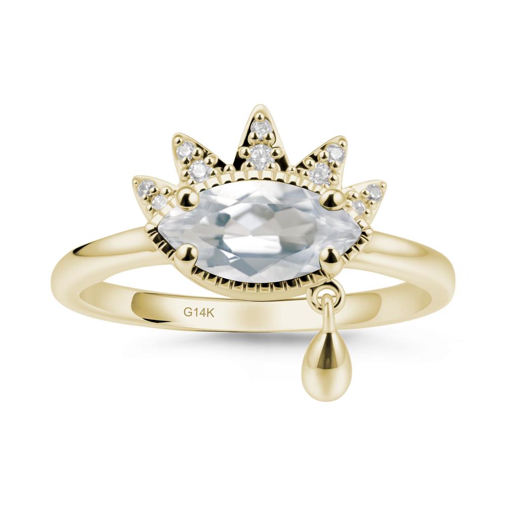 Evil Eye Marquise Cut White Topaz Ring - LUO Jewelry #metal_14k yellow gold