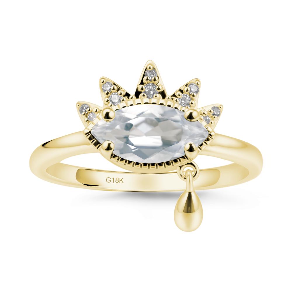Evil Eye Marquise Cut White Topaz Ring - LUO Jewelry #metal_18k yellow gold