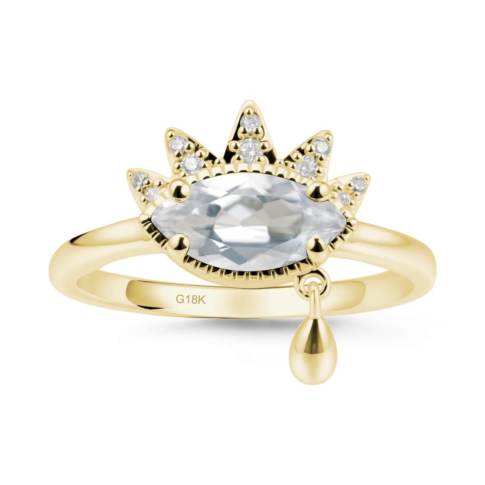 Evil Eye Marquise Cut White Topaz Ring - LUO Jewelry #metal_18k yellow gold