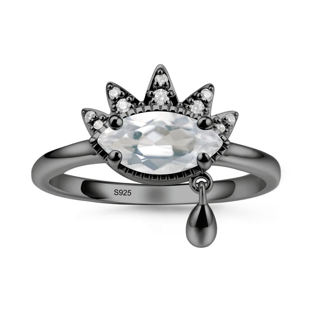 Evil Eye Marquise Cut White Topaz Ring - LUO Jewelry #metal_black finish sterling silver