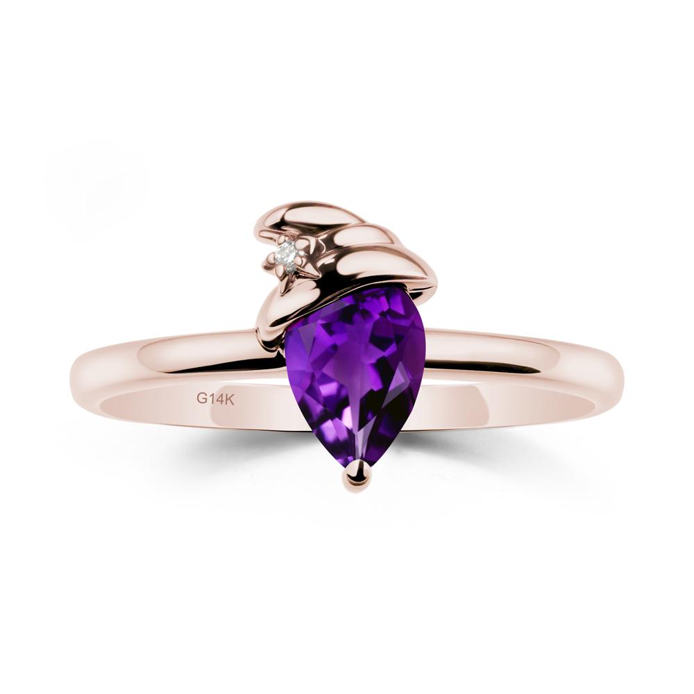Pear Amethyst Hat Ring - LUO Jewelry #metal_14k rose gold