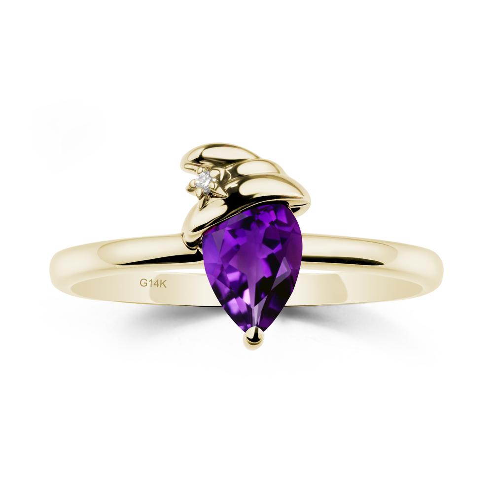 Pear Amethyst Hat Ring - LUO Jewelry #metal_14k yellow gold