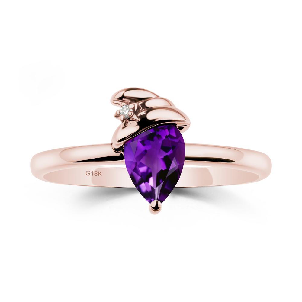 Pear Amethyst Hat Ring - LUO Jewelry #metal_18k rose gold