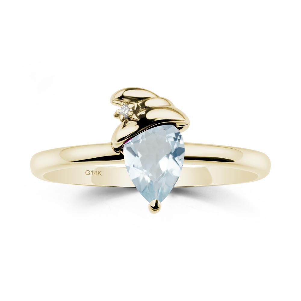 Aquamarine Ring with Hat Design - LUO Jewelry #metal_14k yellow gold