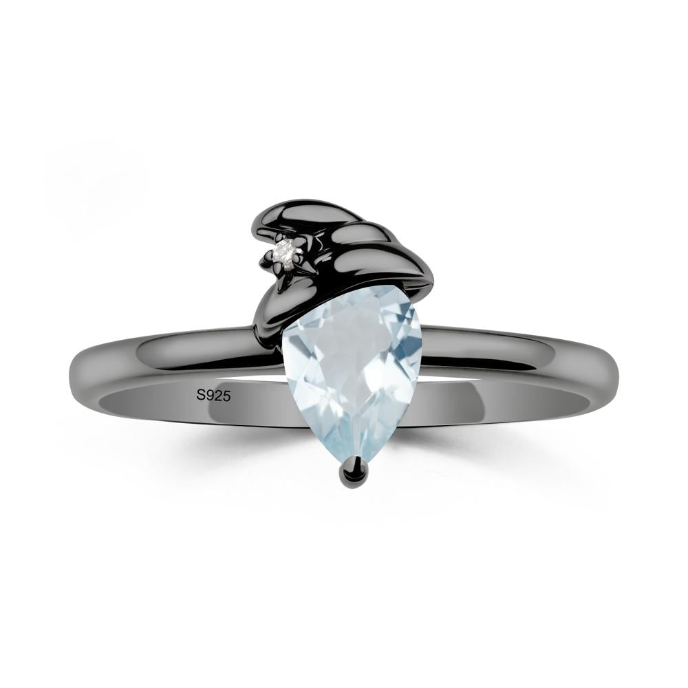 Aquamarine Ring with Hat Design - LUO Jewelry #metal_black finish sterling silver