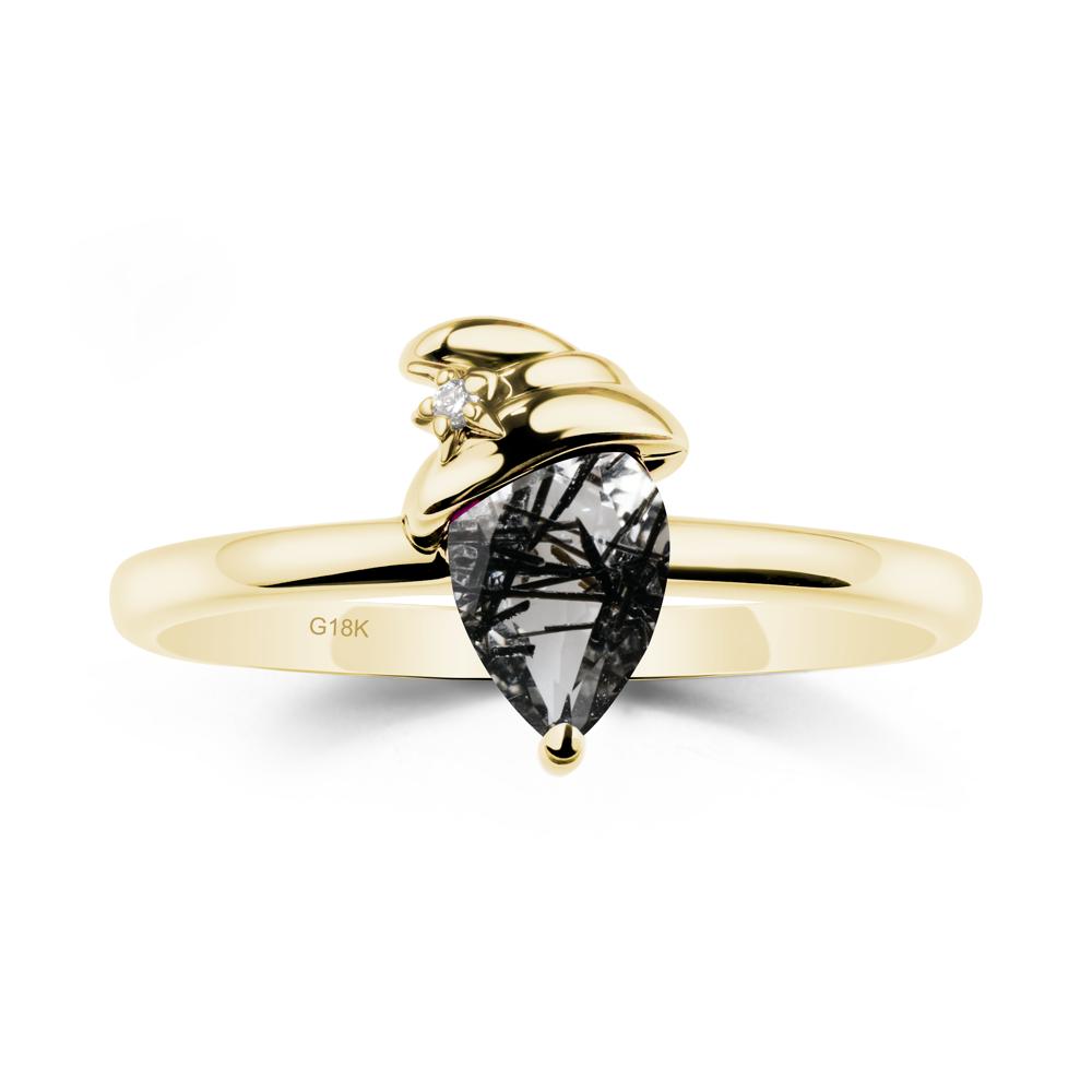 Black Rutilated Quartz Halloween Witch Hat Ring - LUO Jewelry #metal_18k yellow gold