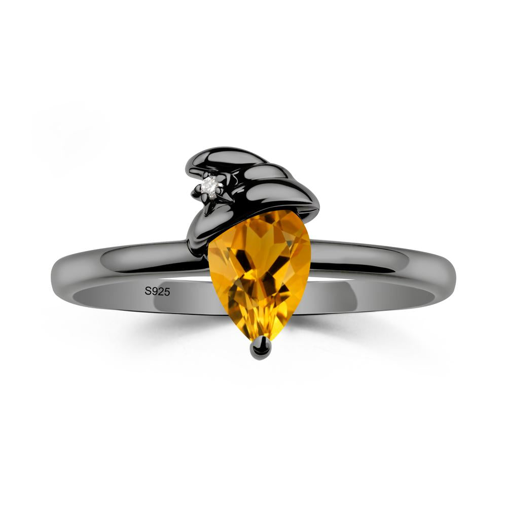 Citrine Ring with Hat Design - LUO Jewelry #metal_black finish sterling silver
