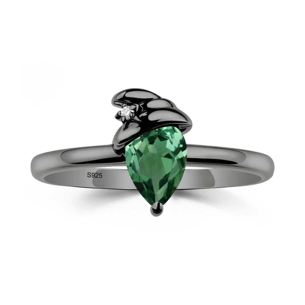 Pear Green Sapphire Hat Ring - LUO Jewelry #metal_black finish sterling silver