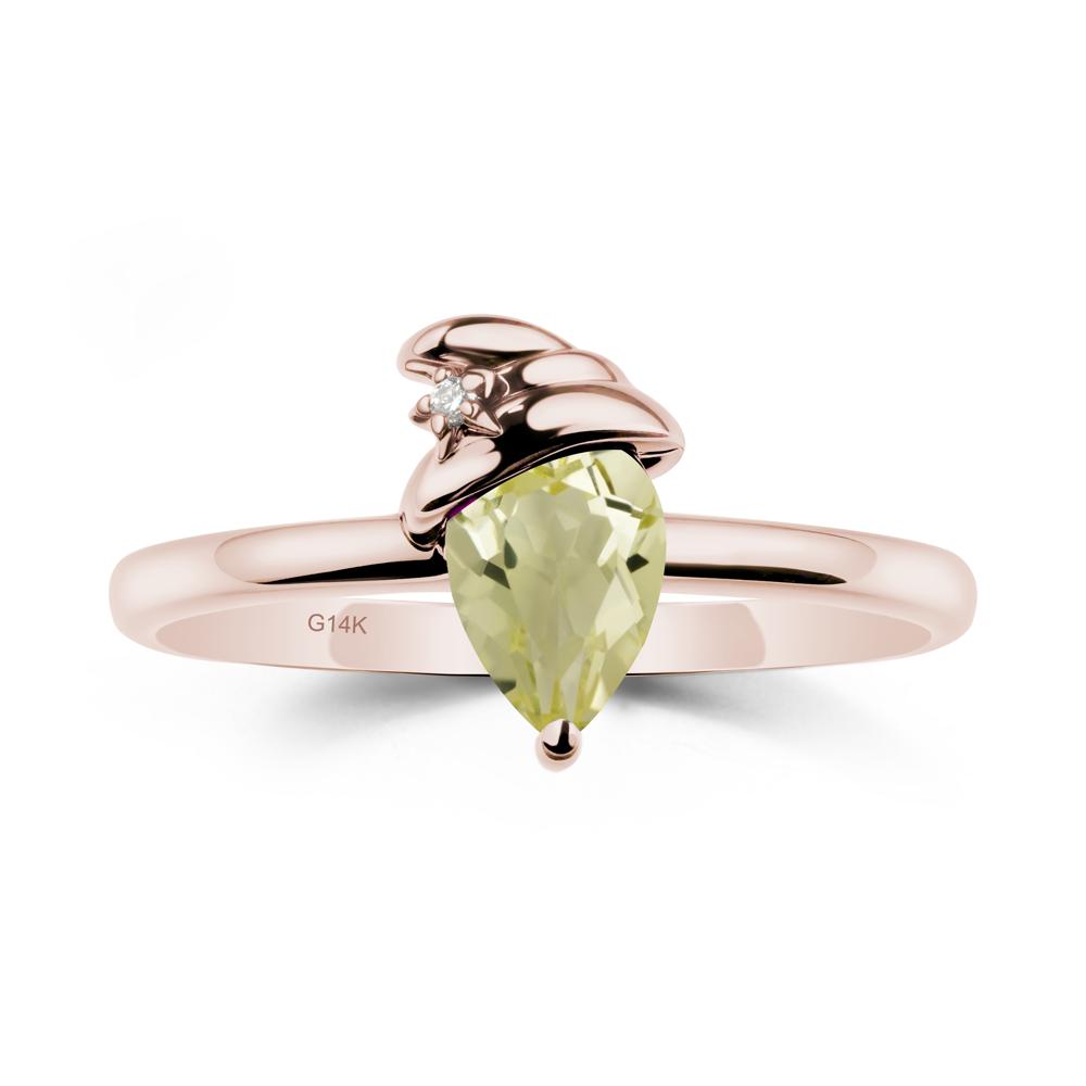 Lemon Quartz Ring with Hat Design - LUO Jewelry #metal_14k rose gold