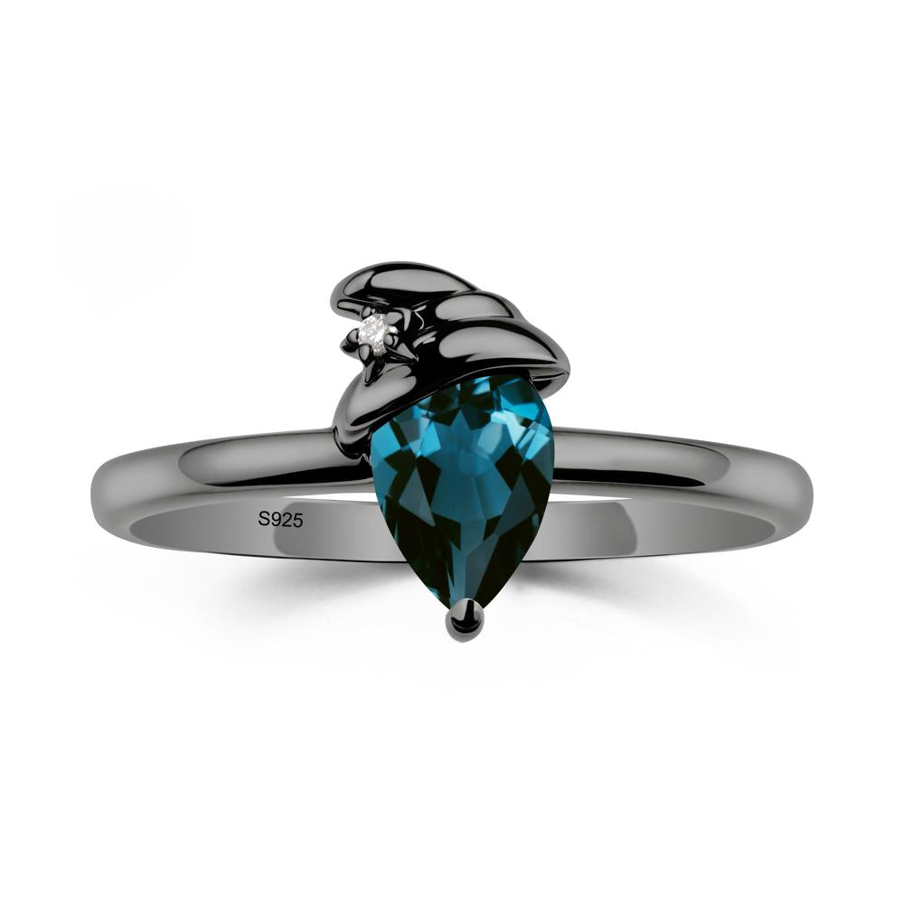 London Blue Topaz Halloween Witch Hat Ring - LUO Jewelry #metal_black finish sterling silver