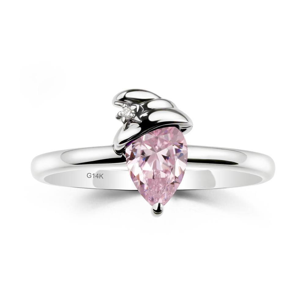 Pear Pink Cubic Zirconia Hat Ring - LUO Jewelry #metal_14k white gold