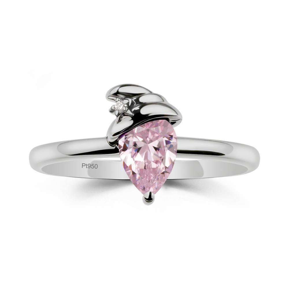 Pear Pink Cubic Zirconia Hat Ring - LUO Jewelry #metal_platinum