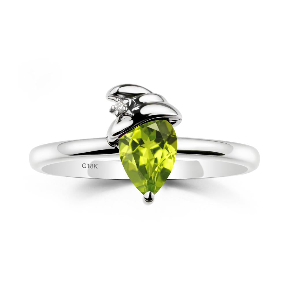 Peridot Ring with Hat Design - LUO Jewelry #metal_18k white gold