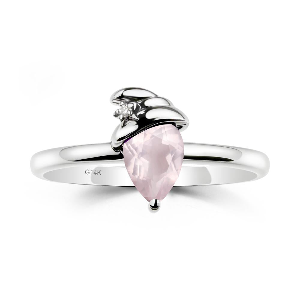 Rose Quartz Halloween Witch Hat Ring - LUO Jewelry #metal_14k white gold