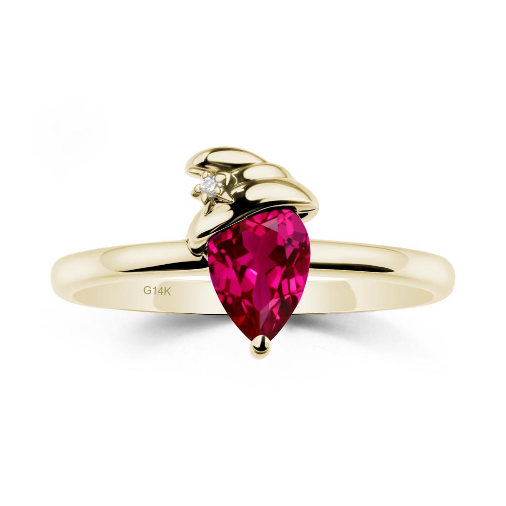 Pear Ruby Hat Ring - LUO Jewelry #metal_14k yellow gold