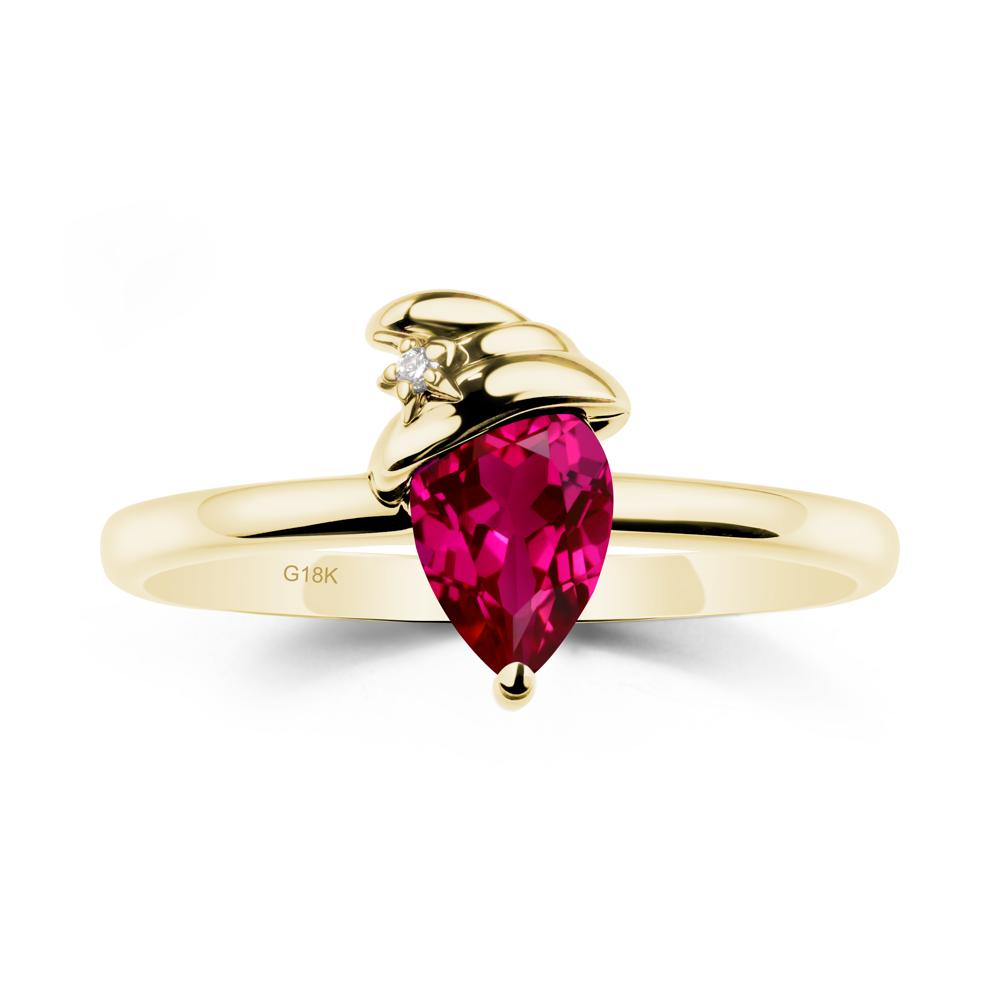 Pear Ruby Hat Ring - LUO Jewelry #metal_18k yellow gold