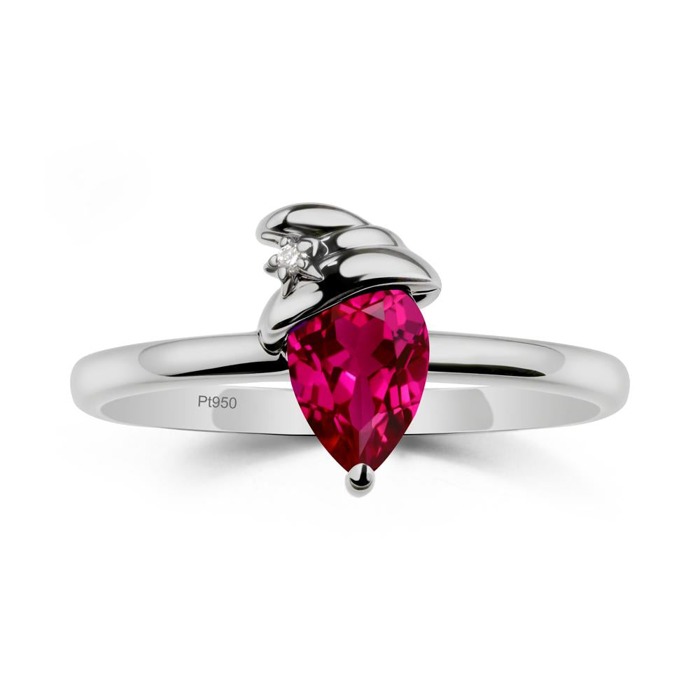 Pear Ruby Hat Ring - LUO Jewelry #metal_platinum
